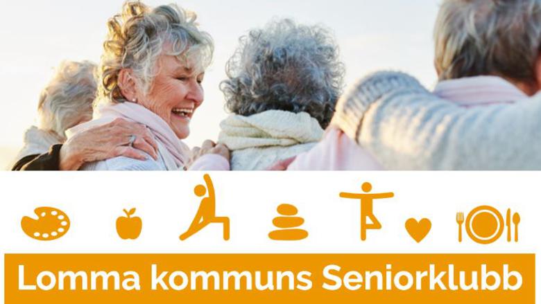 Omslagsbild för Seniorklubben, symboler i orange färg 