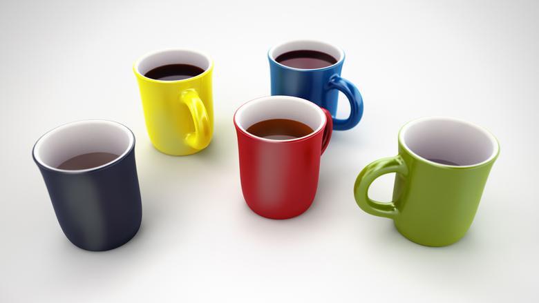 Kaffekoppar i olika färger