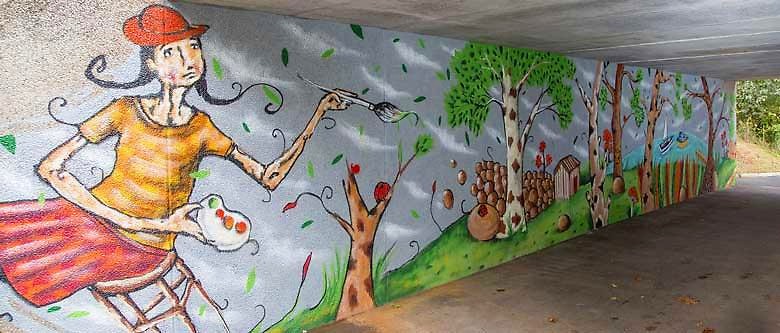 Grafitikonst i tunnel i Bjärred